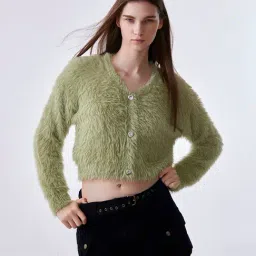 Cover Story Green Regular Fit Sweater-image-53