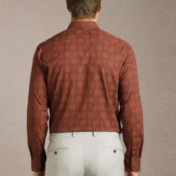 Louis Philippe Maroon Cotton Regular Fit Printed Shirt image 2