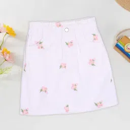 Pantaloons Junior Girls Snow White Embroidery Skirt-image-99