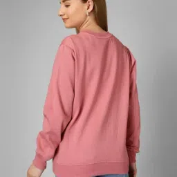 Anvi Be Yourself Peach Fleece Solid Loose Fit Sweatshirt image 2