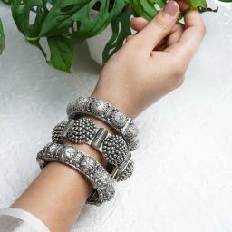 Teejh Silver-Plated Poorvi Stacked Bracelets for Women - Set of 3-picture-47