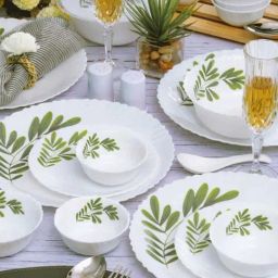 Cello White & Green Glass Dinner Set-picture-6