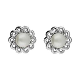 Sri Jagdamba Pearls Flower 92.5 Sterling Silver Earrings-picture-43
