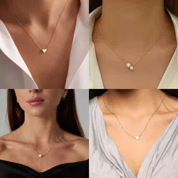 Boghra Sales Women Set Of 4 Gold Plated Brass Pearls Chain image 1