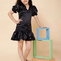 YK Puff Sleeve Satin Sheath Dress-picture-25