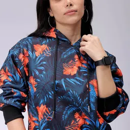 Freehand by The Indian Garage Co Women Cotton Printed Hooded Pullover Sweatshirt-image-97