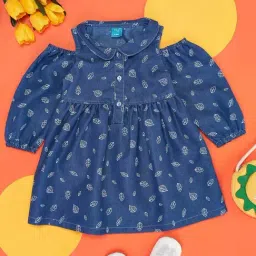 YU by Pantaloons Kids Blue Cotton Printed Dress-picture-41