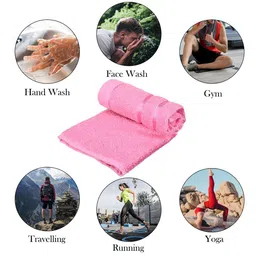 Kuber Industries Set Of 3 Pink & Blue Striped Cotton Face Towels image 3