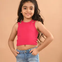 Lilpicks Couture Sleeveless Solid Shoulder Hollow Out Detailed Crop Top - Pink-picture-25