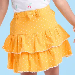 Babyhug Single Jersey Knit Mid Thigh LengthSkirts with Polka Dot Print -Yellow-picture-23