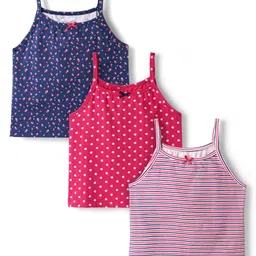 Pine Kids Cotton Knit Sleeveless Slips with Stripes & Polka Dots Pack of 3 (Color May Vary)-picture-12