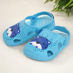Yellow Bee Tiger Face Applique Detailed Perforated Slingback Clogs - Light Blue-image-53
