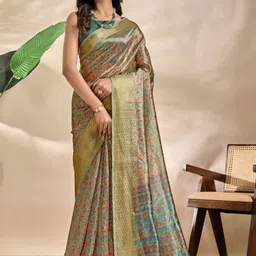 VelvetHue Floral Silk Blend Saree-picture-25