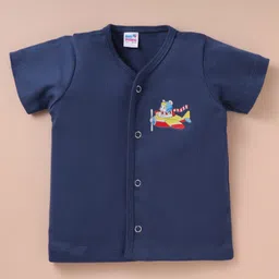 Ben Benny 100% Cotton Interlock Knit Half Sleeves Front Open Jhablas with Airplane & Star Print Pack of 3 - Blue & Purple image 2