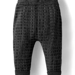 Babyhug Knit Full Length Woollen Pant With Text Embriodery - Charcoal Grey image 2