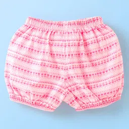 Babyhug 100% Cotton Bloomers Cat Print & Striped Pack Of 5 - Pink Yellow image 3