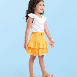 Babyhug Single Jersey Knit Mid Thigh LengthSkirts with Polka Dot Print -Yellow image 3