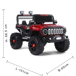 fab n funky Dino Kids Battery-Operated Ride-On Jeep with Remote Control & Music - Red| LED Lights| Openable Doors| Comfortable Seat| Forward & Reverse|Rechargeable Battery|Toy for 2 to 5 yrs Boys & Girls image 3