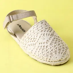 Pine Kids Velcro Closure Solid Mojaris - Beige image 3