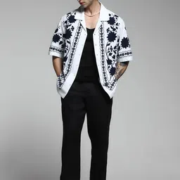 Jack & Jones Men Cuban Collar Floral Printed Cotton Casual Shirt image 5