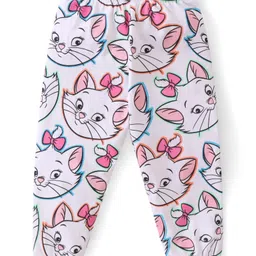 Babyhug Disney Single Jersey Full Sleeves Night Suit With Marie Print - White image 4