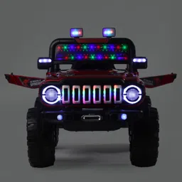 fab n funky Dino Kids Battery-Operated Ride-On Jeep with Remote Control & Music - Red| LED Lights| Openable Doors| Comfortable Seat| Forward & Reverse|Rechargeable Battery|Toy for 2 to 5 yrs Boys & Girls image 4