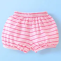 Babyhug 100% Cotton Bloomers Cat Print & Striped Pack Of 5 - Pink Yellow image 5