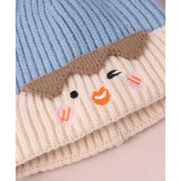 Babyhug Cable Knitted Woollen Cap with Pom Pom - Blue image 5