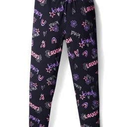 Primo Gino 100% Cotton French Terry Knit Full Sleeves Hooded Sweatshirt with Jogger Set with Text Print & Sequin - Black image 5