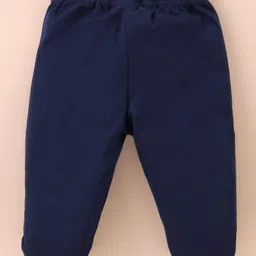 ToffyHouse Interlock Knit Full Sleeves T-Shirt & Pant with Attached Waistcoat & Bow Applique - Navy Blue image 5