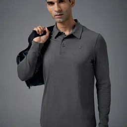 Technosport Men Brand Logo Polo Collar Anti Static Slim Fit T-shirt-image-64