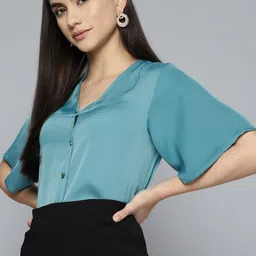 Chemistry V-Neck Shirt Style Satin Top-picture-18