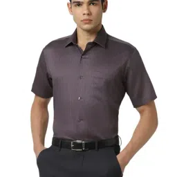Van Heusen Purple Cotton Regular Fit Printed Shirt-image-89