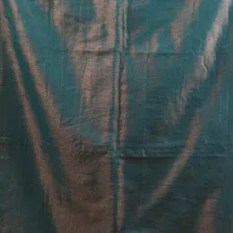 CHARUKRITI Teal Blended Solid Saree With Unstitched Blouse image 5