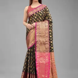 Silk Land Banarasi Silk Black Woven Saree With Unstitched Blouse-image-76