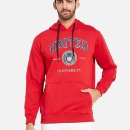 Octave Red Regular Fit Printed Hooded Sweatshirt-picture-18