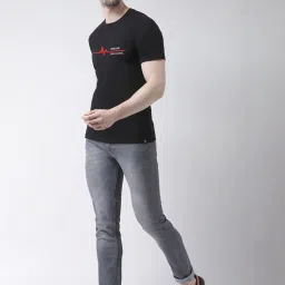 Friskers Black Cotton Slim Fit Printed T-Shirt image 5