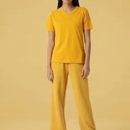 RAREISM Mustard Cotton Solid Short Sleeves T-Shirt image 5