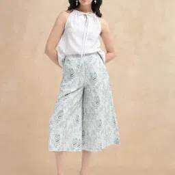 RAREISM Off White Cotton Blend Printed Sleeveless Top image 5