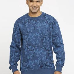 Basics Blue Cotton Comfort Fit Printed Sweatshirt-picture-39