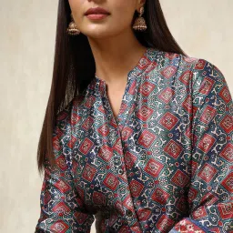 Soch Teal Blue Regular Fit Printed Kurtas image 5