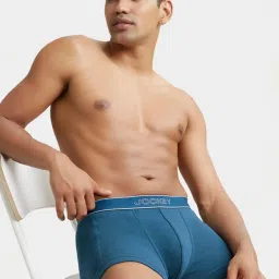 Jockey 1015 Teal Super Combed Cotton Rib Trunks with Stay Fresh Properties - Pack of 2 image 5