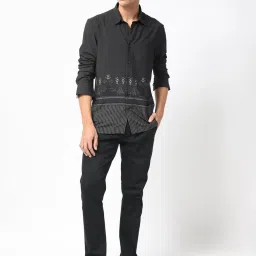 Rare Rabbit Black Regular Fit Floral Shirt image 5