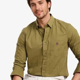 Rare Rabbit Olive Regular Fit Embroidered Shirt image 5