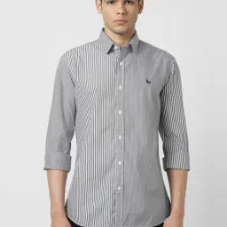 Van Heusen Grey Cotton Slim Fit Striped Shirt-picture-30