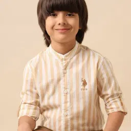 U.S. Polo Assn. Boys Beige Striped Shirt-image-81
