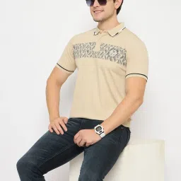 Duke Beige Slim Fit Printed Polo T-Shirt image 5