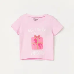 Juniors by Lifestyle Baby Girls Pink Regular Fit T-Shirt-picture-17