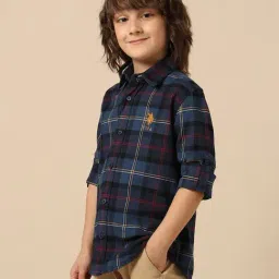 U.S. Polo Assn. Boys Blue Cotton Checks Shirt-picture-20