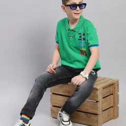 Monte Carlo Kids Green Printed Polo T-Shirt image 5